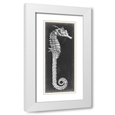 Seahorse Blueprint II White Modern Wood Framed Art Print with Double Matting by Vision Studio