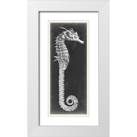 Seahorse Blueprint II White Modern Wood Framed Art Print with Double Matting by Vision Studio