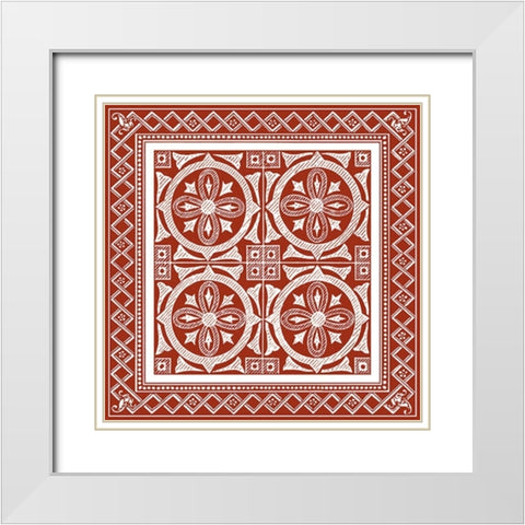 Cinnabar Woodblock I White Modern Wood Framed Art Print with Double Matting by Vision Studio