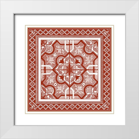 Cinnabar Woodblock II White Modern Wood Framed Art Print with Double Matting by Vision Studio