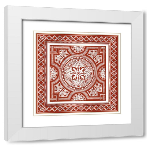 Cinnabar Woodblock IV White Modern Wood Framed Art Print with Double Matting by Vision Studio