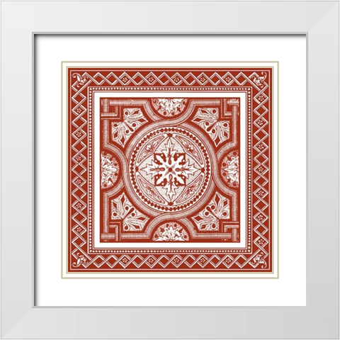 Cinnabar Woodblock IV White Modern Wood Framed Art Print with Double Matting by Vision Studio