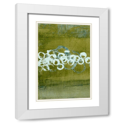 Green Orbs I White Modern Wood Framed Art Print with Double Matting by McMullen, Charles