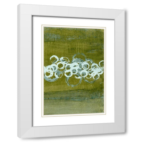 Green Orbs II White Modern Wood Framed Art Print with Double Matting by McMullen, Charles