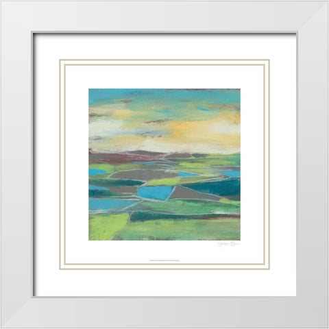 Fragmented Field II White Modern Wood Framed Art Print with Double Matting by Goldberger, Jennifer