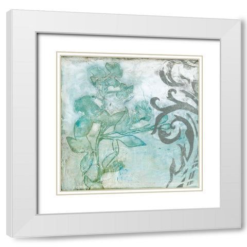 Flower Spray I White Modern Wood Framed Art Print with Double Matting by Goldberger, Jennifer