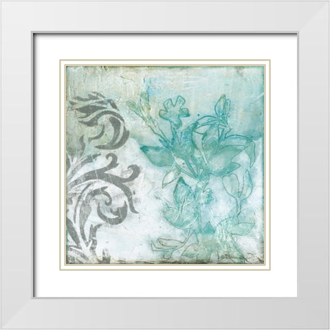 Flower Spray II White Modern Wood Framed Art Print with Double Matting by Goldberger, Jennifer