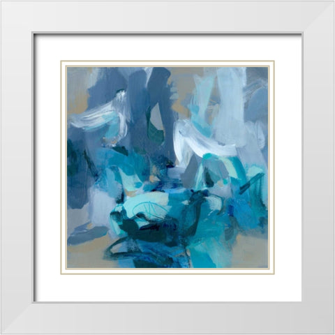 Charlotte Blue White Modern Wood Framed Art Print with Double Matting by Long, Christina