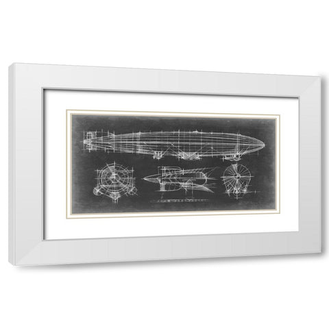 Airship Blueprint White Modern Wood Framed Art Print with Double Matting by Harper, Ethan