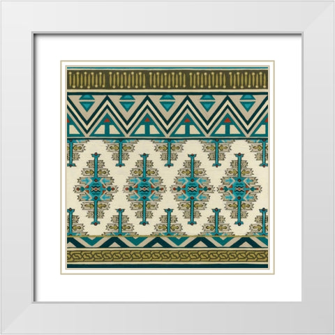 Turquoise Textile II White Modern Wood Framed Art Print with Double Matting by Vess, June Erica