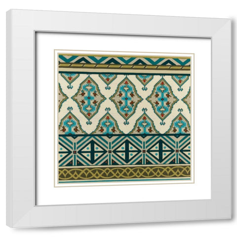 Turquoise Textile III White Modern Wood Framed Art Print with Double Matting by Vess, June Erica