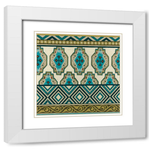 Turquoise Textile IV White Modern Wood Framed Art Print with Double Matting by Vess, June Erica