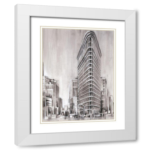 Art Deco Cityscape II White Modern Wood Framed Art Print with Double Matting by Harper, Ethan