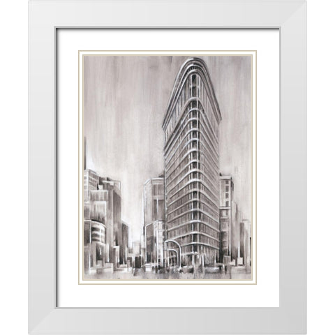 Art Deco Cityscape II White Modern Wood Framed Art Print with Double Matting by Harper, Ethan