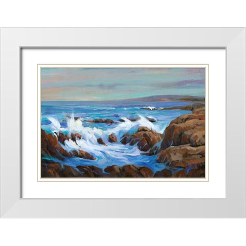 Seascape Faraway I White Modern Wood Framed Art Print with Double Matting by OToole, Tim