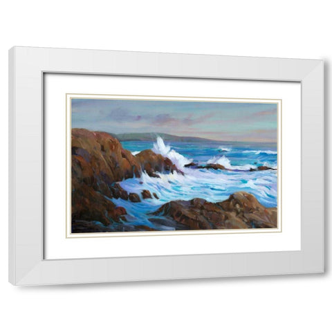 Seascape Faraway II White Modern Wood Framed Art Print with Double Matting by OToole, Tim