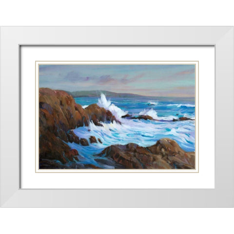 Seascape Faraway II White Modern Wood Framed Art Print with Double Matting by OToole, Tim