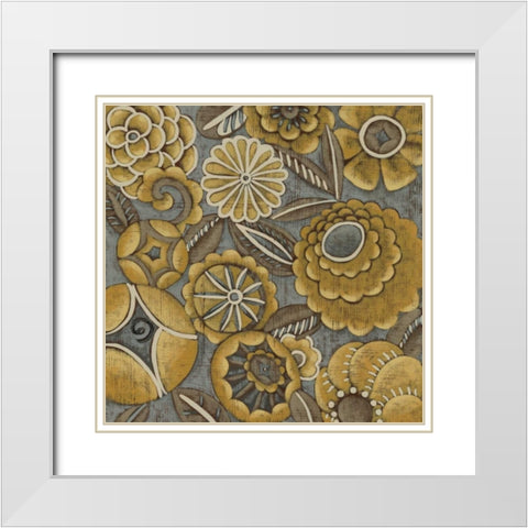 Ochre Garden I White Modern Wood Framed Art Print with Double Matting by Zarris, Chariklia