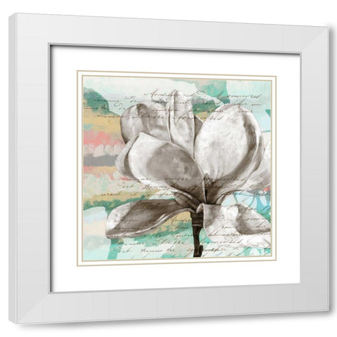 Pastel Magnolias I White Modern Wood Framed Art Print with Double Matting by Goldberger, Jennifer