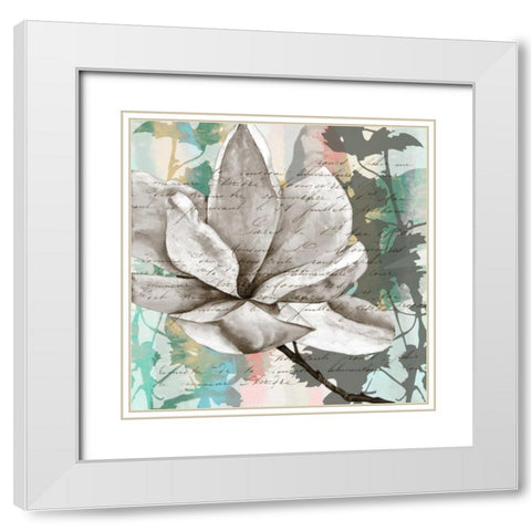 Pastel Magnolias II White Modern Wood Framed Art Print with Double Matting by Goldberger, Jennifer
