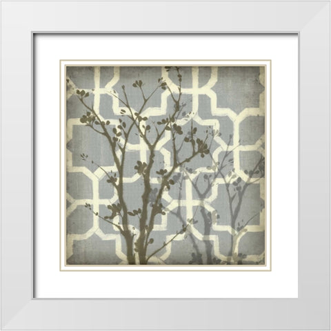 Silhouette and Pattern V White Modern Wood Framed Art Print with Double Matting by Goldberger, Jennifer