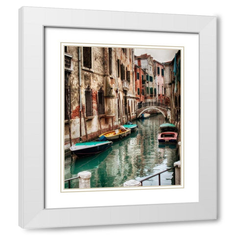 Six Boats White Modern Wood Framed Art Print with Double Matting by Head, Danny