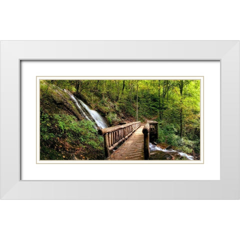Falls Panorama White Modern Wood Framed Art Print with Double Matting by Head, Danny