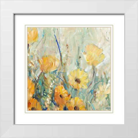 Floral Expression I White Modern Wood Framed Art Print with Double Matting by OToole, Tim