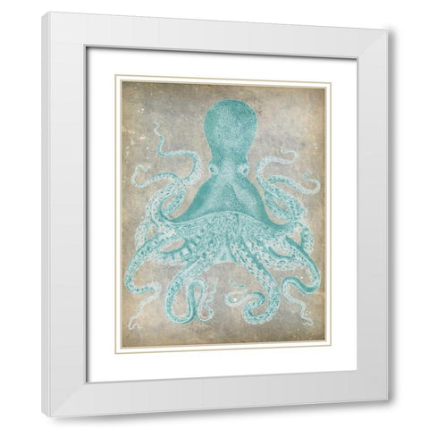 Spa Octopus I White Modern Wood Framed Art Print with Double Matting by Goldberger, Jennifer