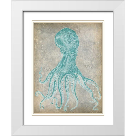 Spa Octopus II White Modern Wood Framed Art Print with Double Matting by Goldberger, Jennifer