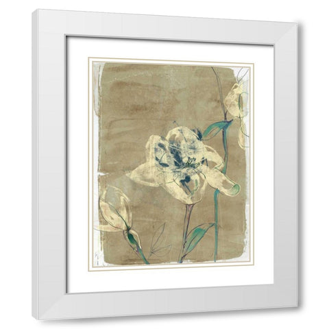 Floral Vignette II White Modern Wood Framed Art Print with Double Matting by Goldberger, Jennifer