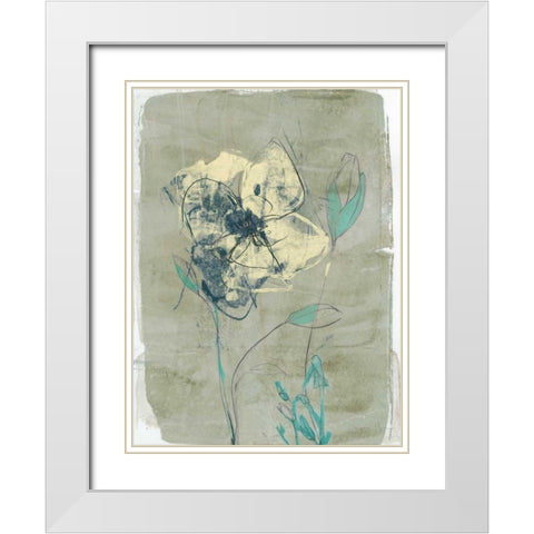 Floral Vignette IV White Modern Wood Framed Art Print with Double Matting by Goldberger, Jennifer