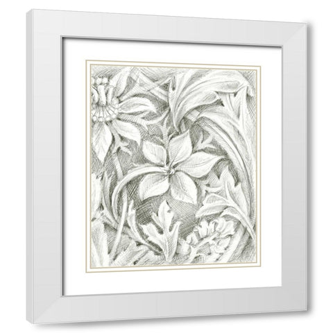 Floral Pattern Sketch III White Modern Wood Framed Art Print with Double Matting by Harper, Ethan