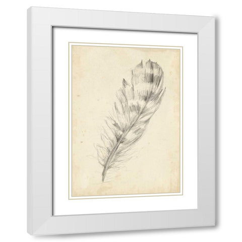 Feather Sketch II White Modern Wood Framed Art Print with Double Matting by Harper, Ethan