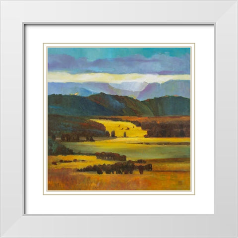 Mountain Light White Modern Wood Framed Art Print with Double Matting by DAgostino, Judith