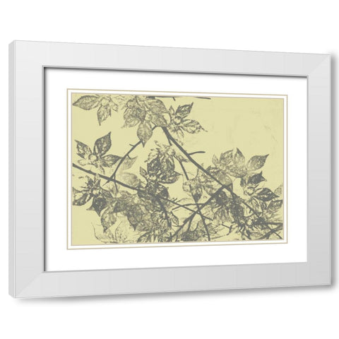 Grey Leaves I White Modern Wood Framed Art Print with Double Matting by Goldberger, Jennifer