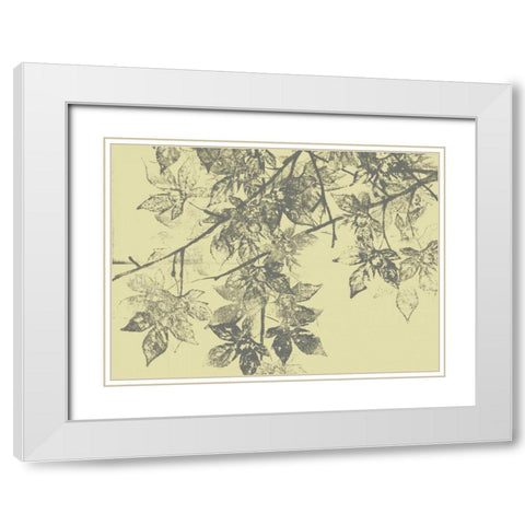 Grey Leaves II White Modern Wood Framed Art Print with Double Matting by Goldberger, Jennifer