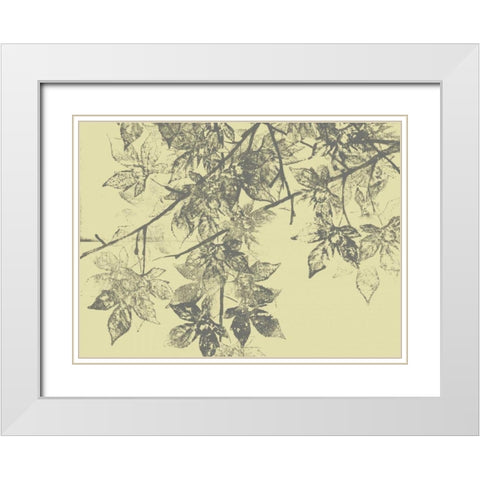 Grey Leaves II White Modern Wood Framed Art Print with Double Matting by Goldberger, Jennifer