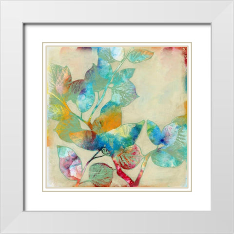 Merging Leaves I White Modern Wood Framed Art Print with Double Matting by Goldberger, Jennifer