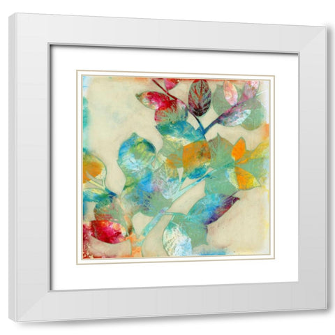 Merging Leaves II White Modern Wood Framed Art Print with Double Matting by Goldberger, Jennifer