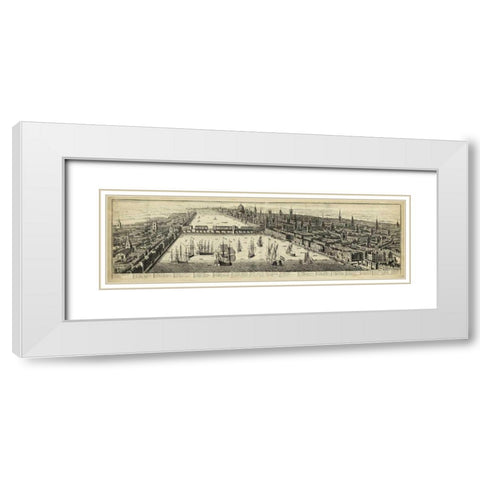 The East Prospect of London White Modern Wood Framed Art Print with Double Matting by Unknown