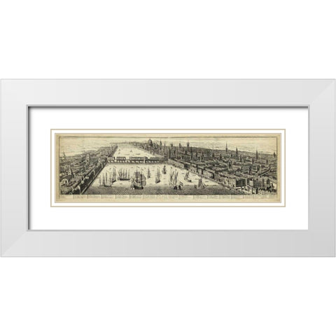 The East Prospect of London White Modern Wood Framed Art Print with Double Matting by Unknown