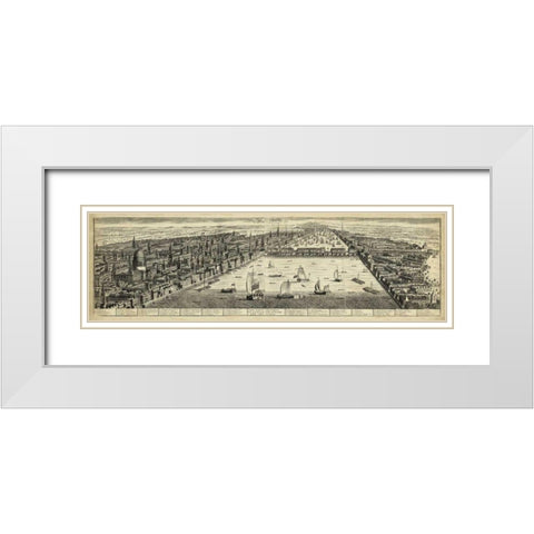 The West Prospect of London White Modern Wood Framed Art Print with Double Matting by Unknown
