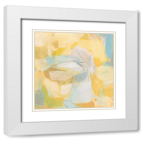 Golden Rose White Modern Wood Framed Art Print with Double Matting by Long, Christina