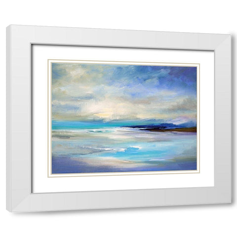 Tropical Bay White Modern Wood Framed Art Print with Double Matting by Sheila Finch