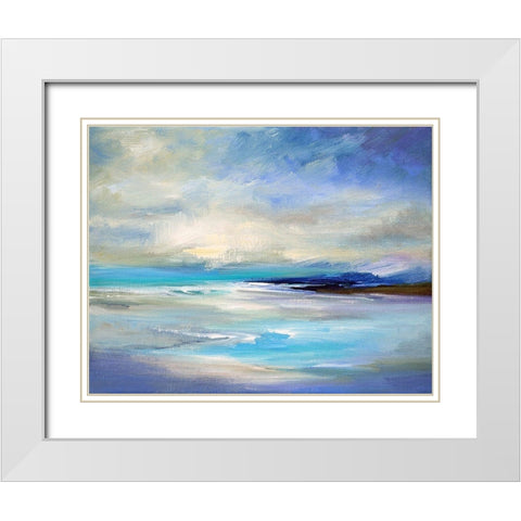 Tropical Bay White Modern Wood Framed Art Print with Double Matting by Sheila Finch
