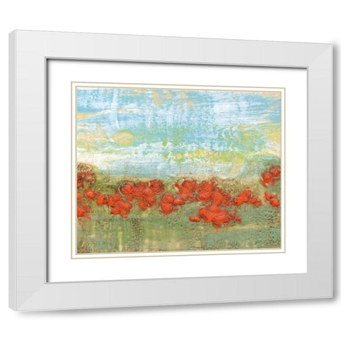 Coral Poppies II White Modern Wood Framed Art Print with Double Matting by Goldberger, Jennifer