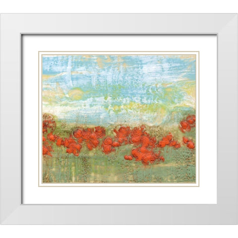 Coral Poppies II White Modern Wood Framed Art Print with Double Matting by Goldberger, Jennifer