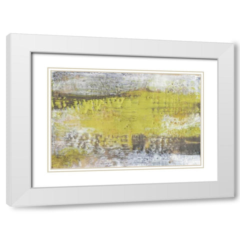 Yellow and Grey Serenity I White Modern Wood Framed Art Print with Double Matting by Goldberger, Jennifer