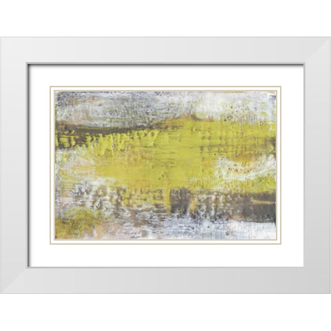 Yellow and Grey Serenity I White Modern Wood Framed Art Print with Double Matting by Goldberger, Jennifer